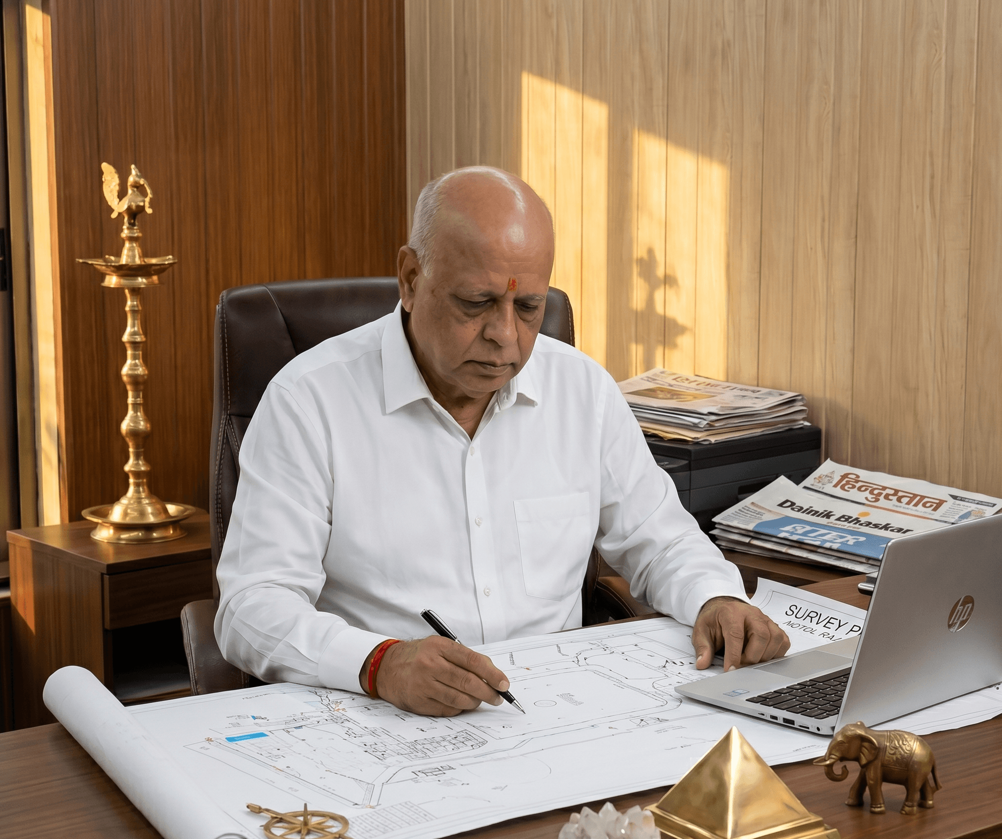 Vastu Consultant studying architectural plans
